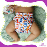 Reusable Baby Cloth Diaper with Adjustable Snap Buttons and Inserts (Set of 2)